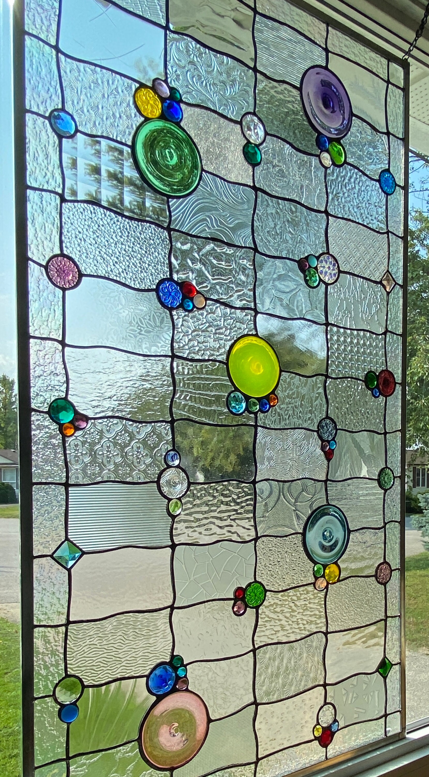 Stained Glass Rondol Patterns Stained Glass Panel / Rondel and Jewel Clear Glass Panel – Sunshine ...